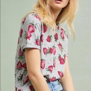 Anthropologie Maeve Strawberry Fields Tee